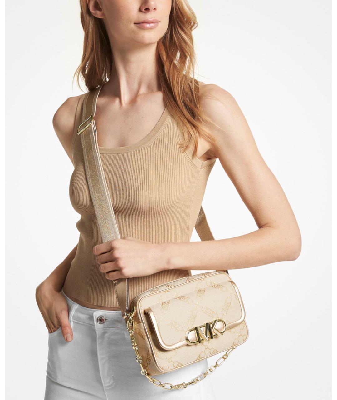 MICHAEL KORS Золотая жаккардовая сумка через плечо, фото 4