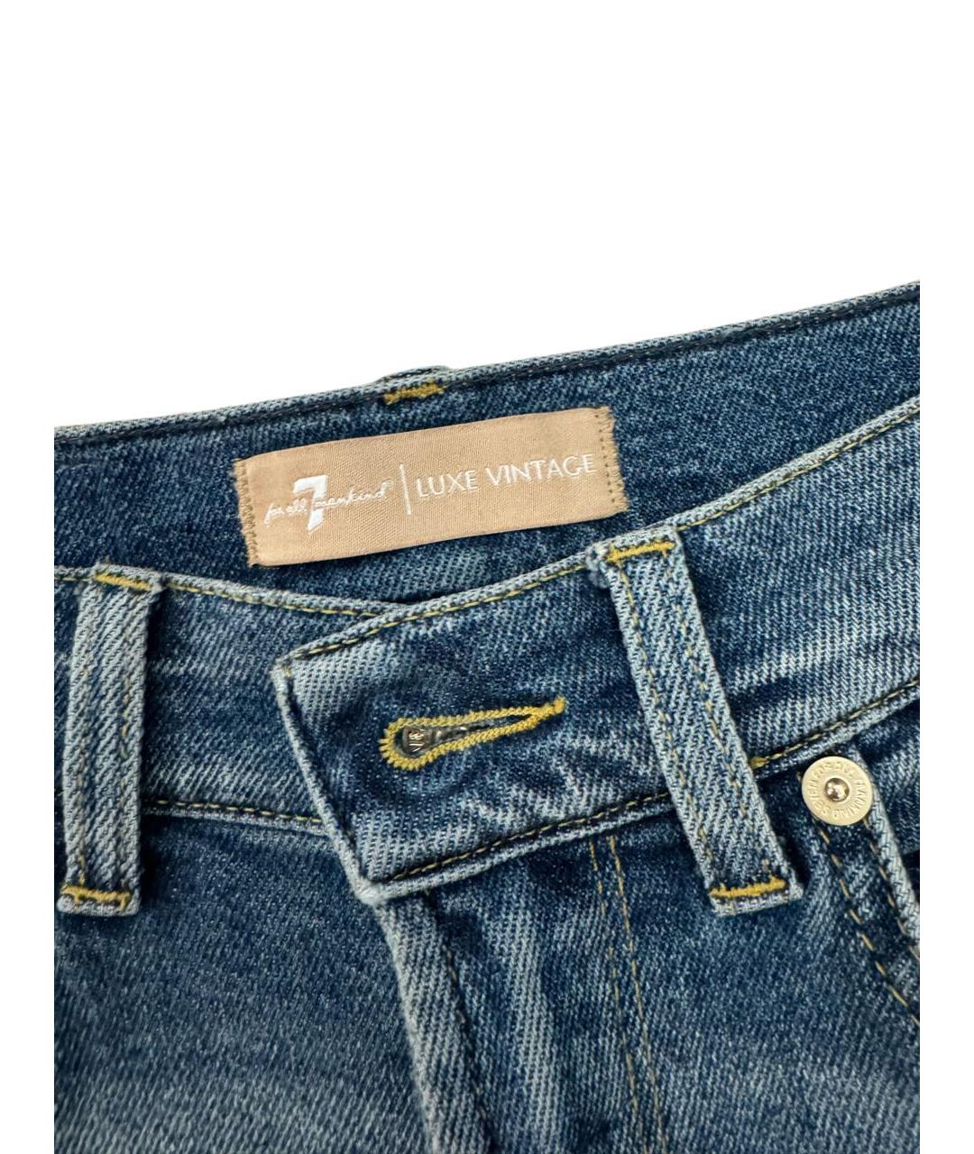 7 FOR ALL MANKIND Темно-синие хлопковые прямые джинсы, фото 3