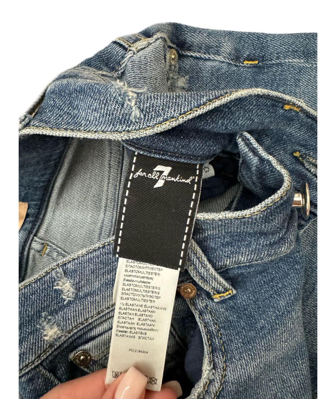 7 FOR ALL MANKIND Темно-синие хлопковые прямые джинсы, фото 4