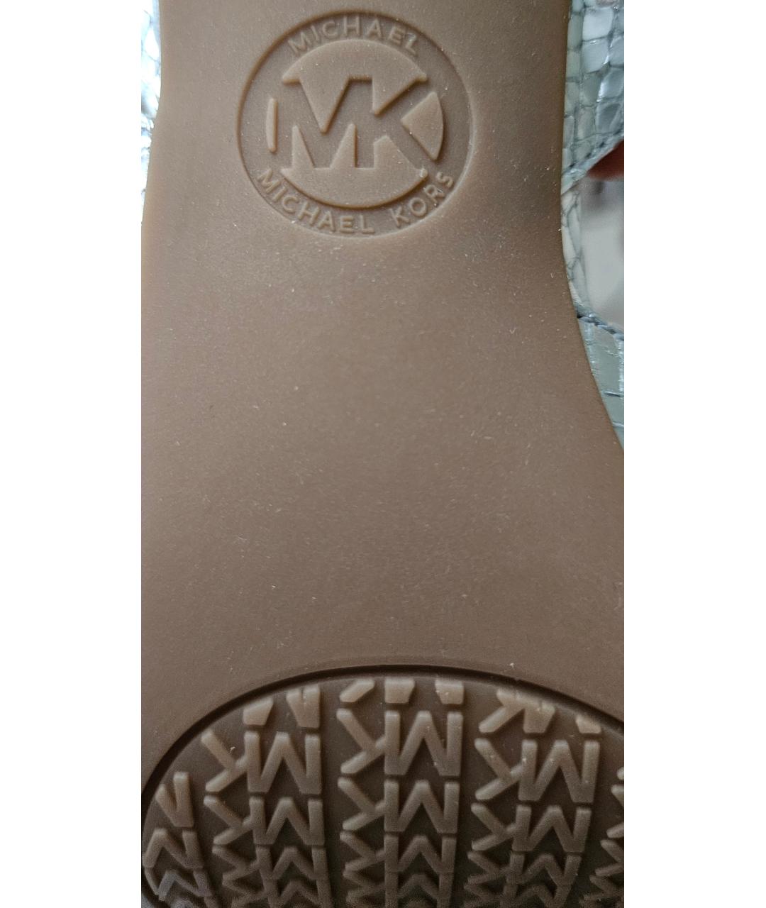 MICHAEL KORS Серебряные кожаные туфли, фото 7