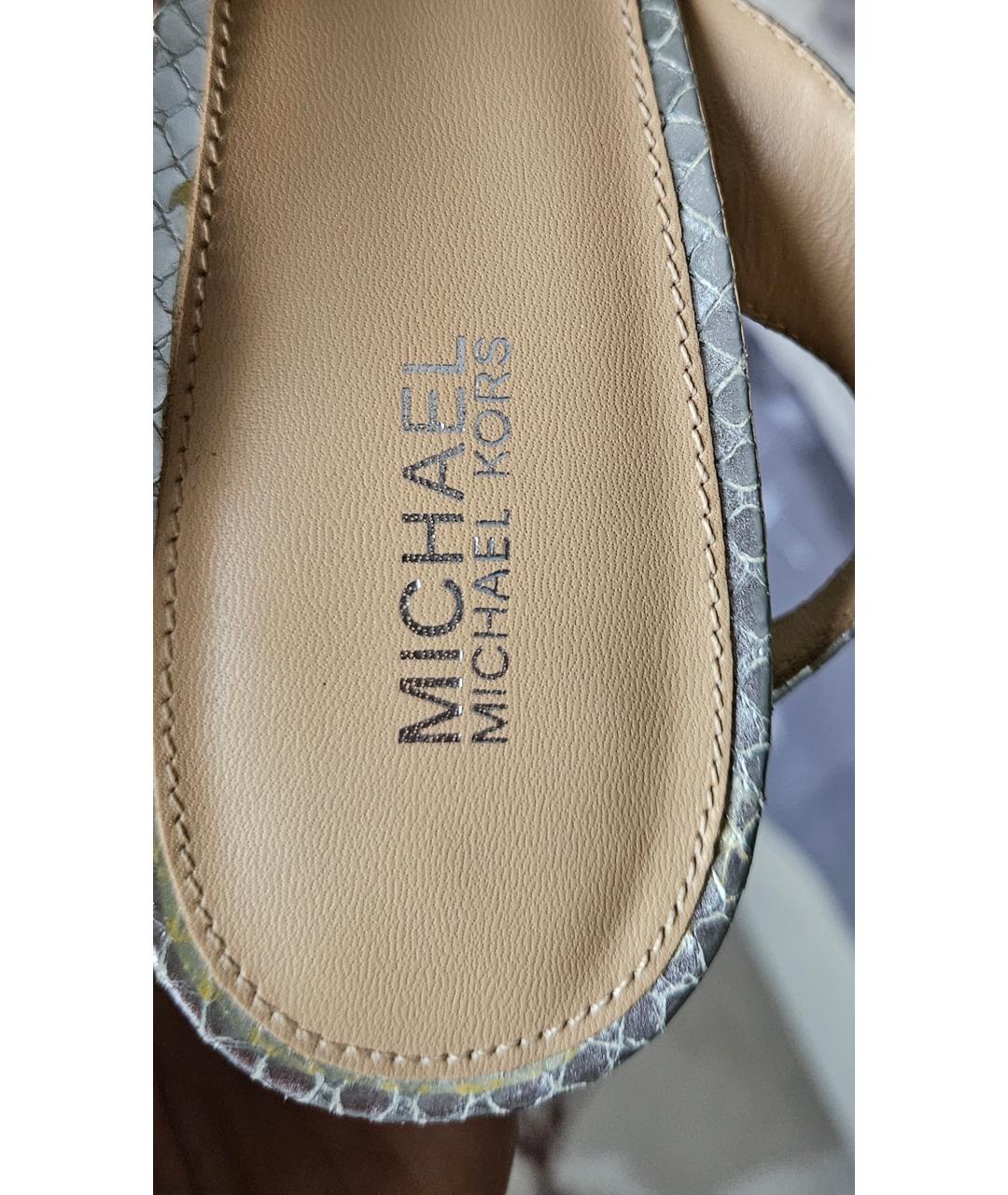 MICHAEL KORS Серебряные кожаные туфли, фото 5