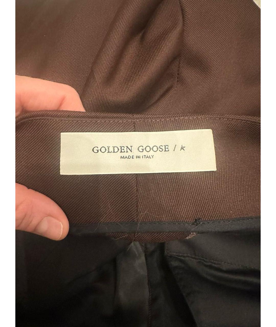 GOLDEN GOOSE DELUXE BRAND Коричневые полиэстеровые брюки широкие, фото 4