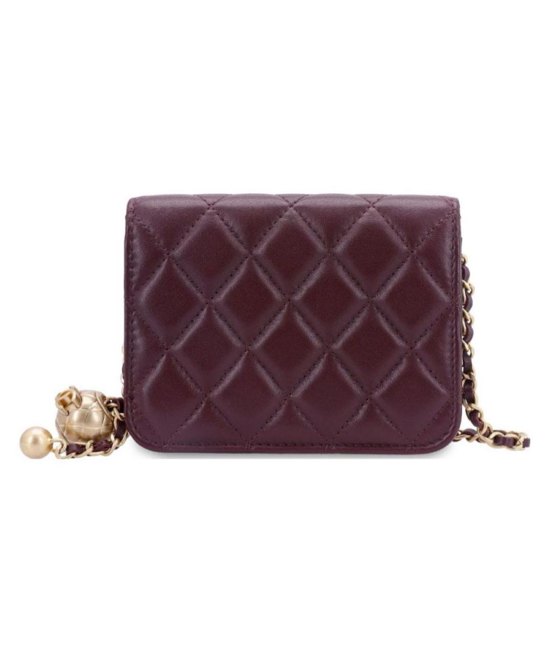 CHANEL Бордовая кожаная сумка через плечо, фото 4