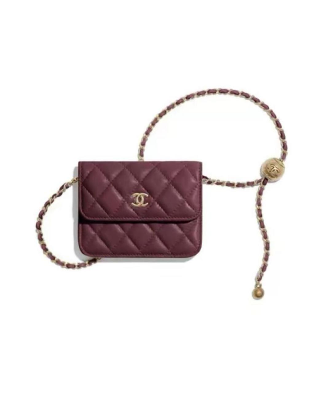 CHANEL Бордовая кожаная сумка через плечо, фото 2