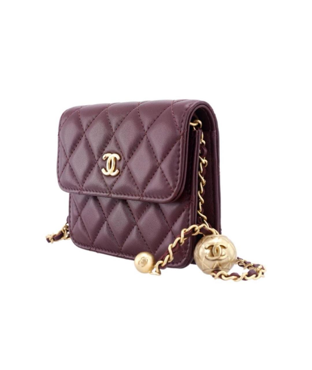 CHANEL Бордовая кожаная сумка через плечо, фото 3