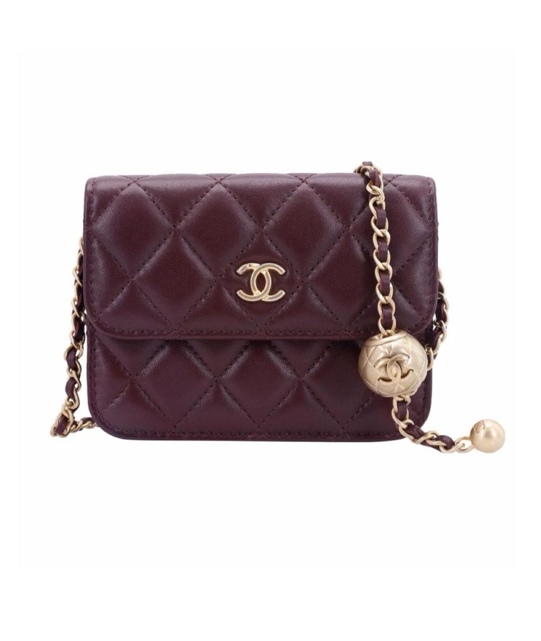CHANEL Бордовая кожаная сумка через плечо, фото 1