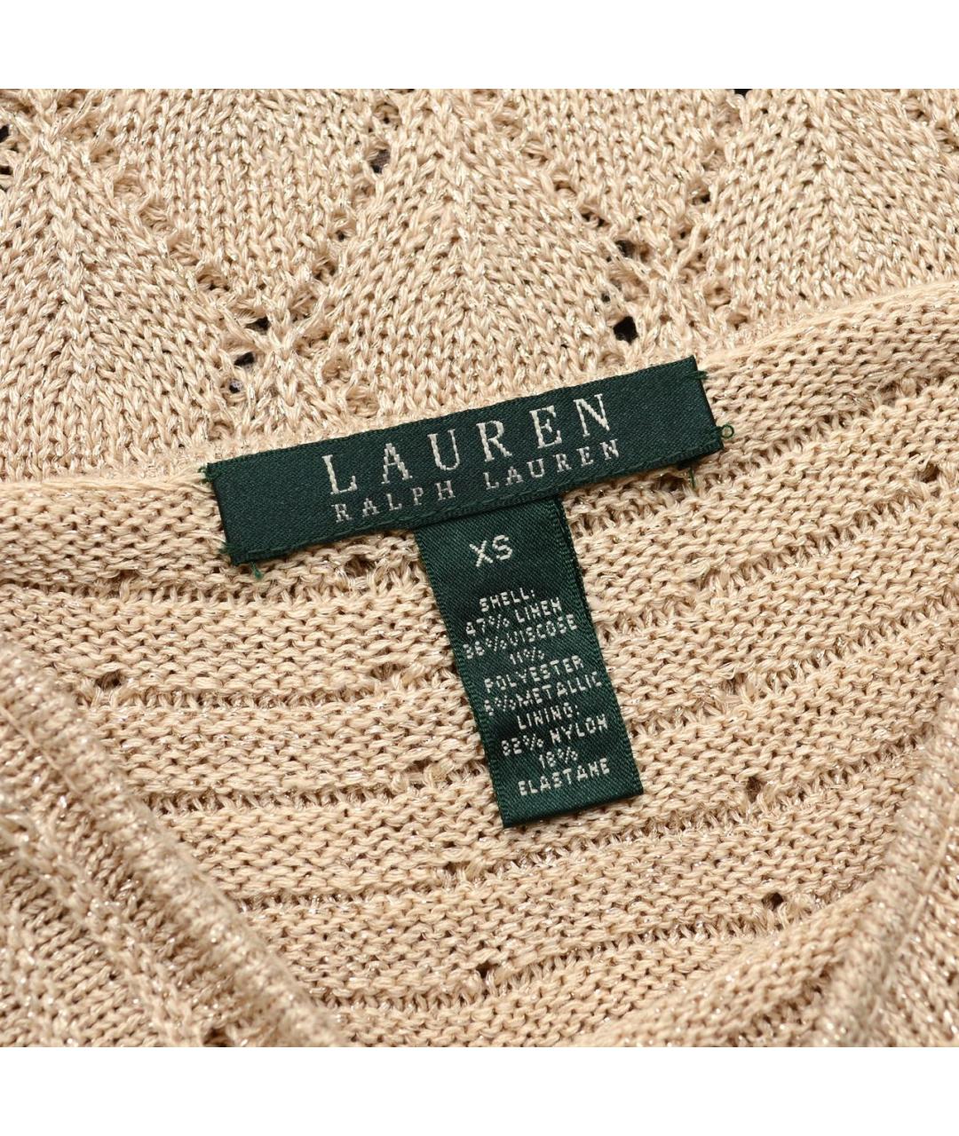 RALPH LAUREN Бежевое льняное повседневное платье, фото 4