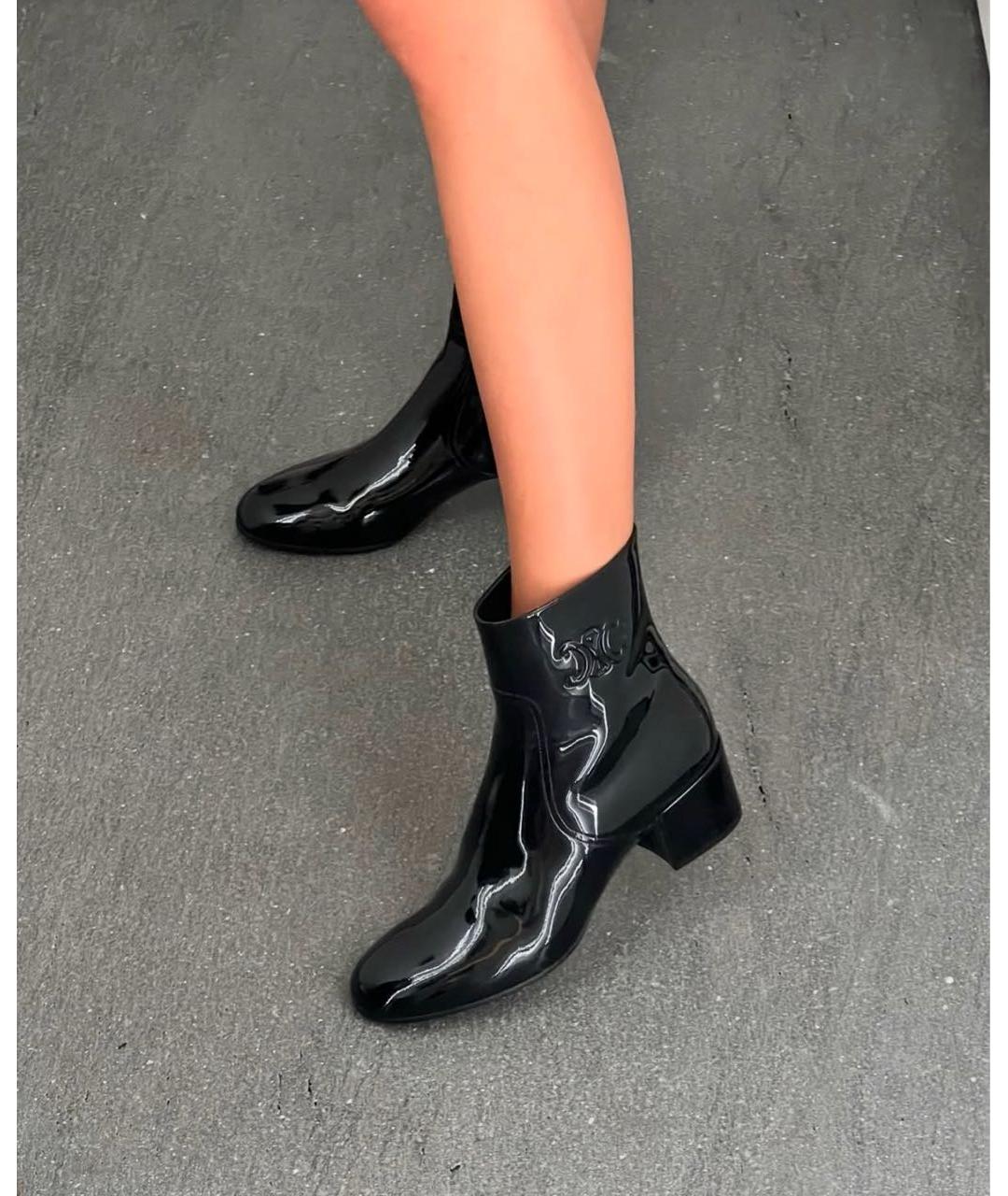 CELINE Черные ботинки из лакированной кожи, фото 6