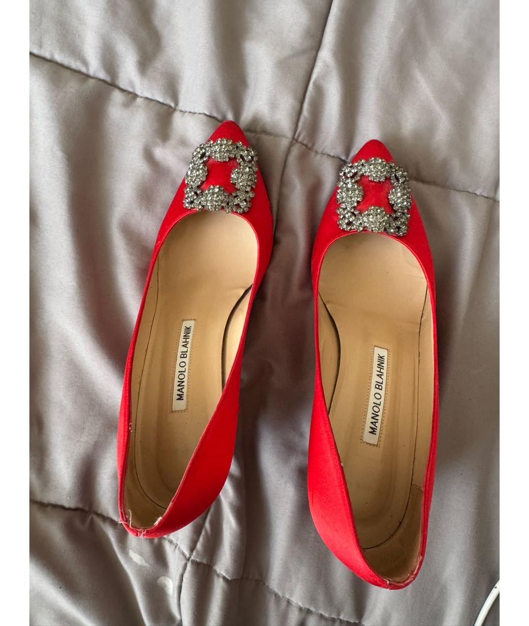 MANOLO BLAHNIK Красные текстильные туфли, фото 3