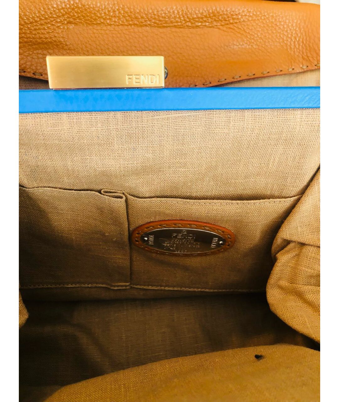 FENDI Оранжевая кожаная сумка тоут, фото 4