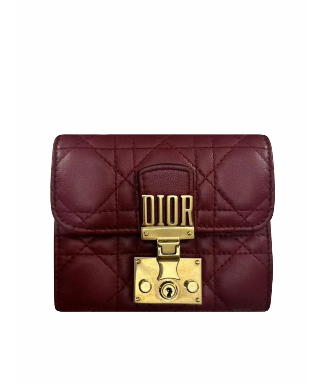 CHRISTIAN DIOR Бордовый кожаный кошелек, фото 1