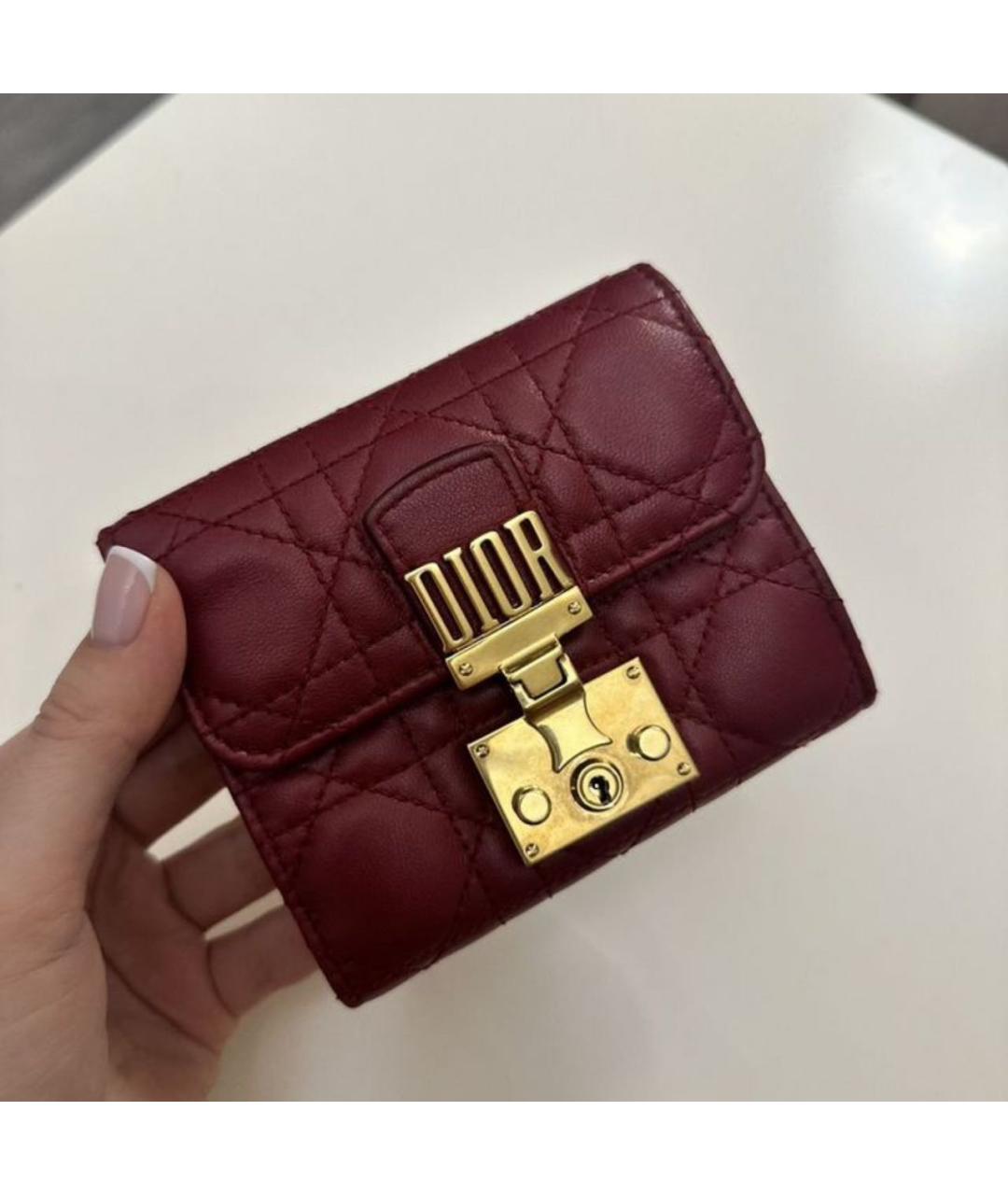 CHRISTIAN DIOR Бордовый кожаный кошелек, фото 5