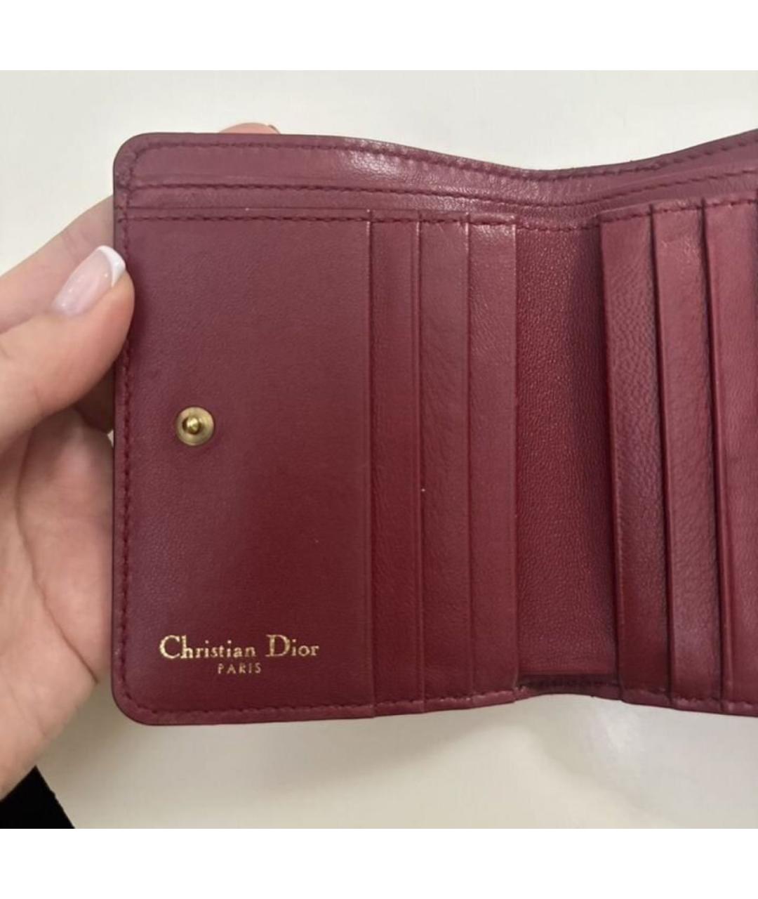 CHRISTIAN DIOR Бордовый кожаный кошелек, фото 3