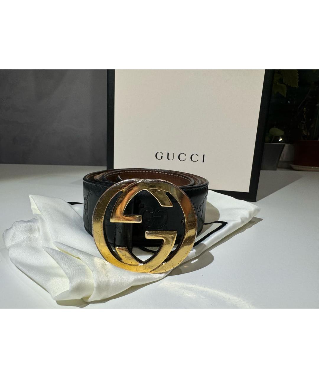 GUCCI Черный кожаный ремень, фото 5