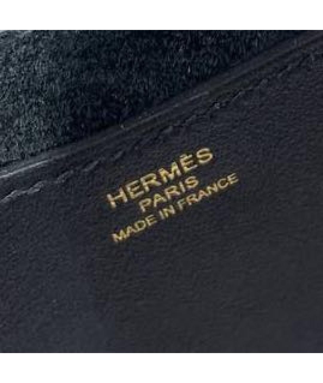 HERMES Черная кожаная сумка тоут, фото 4