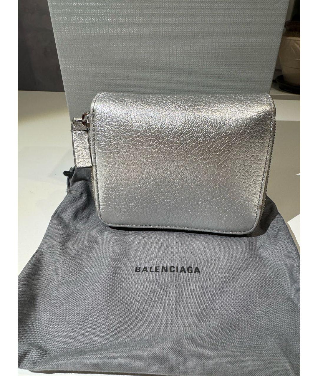 BALENCIAGA Серебрянный кожаный кошелек, фото 3