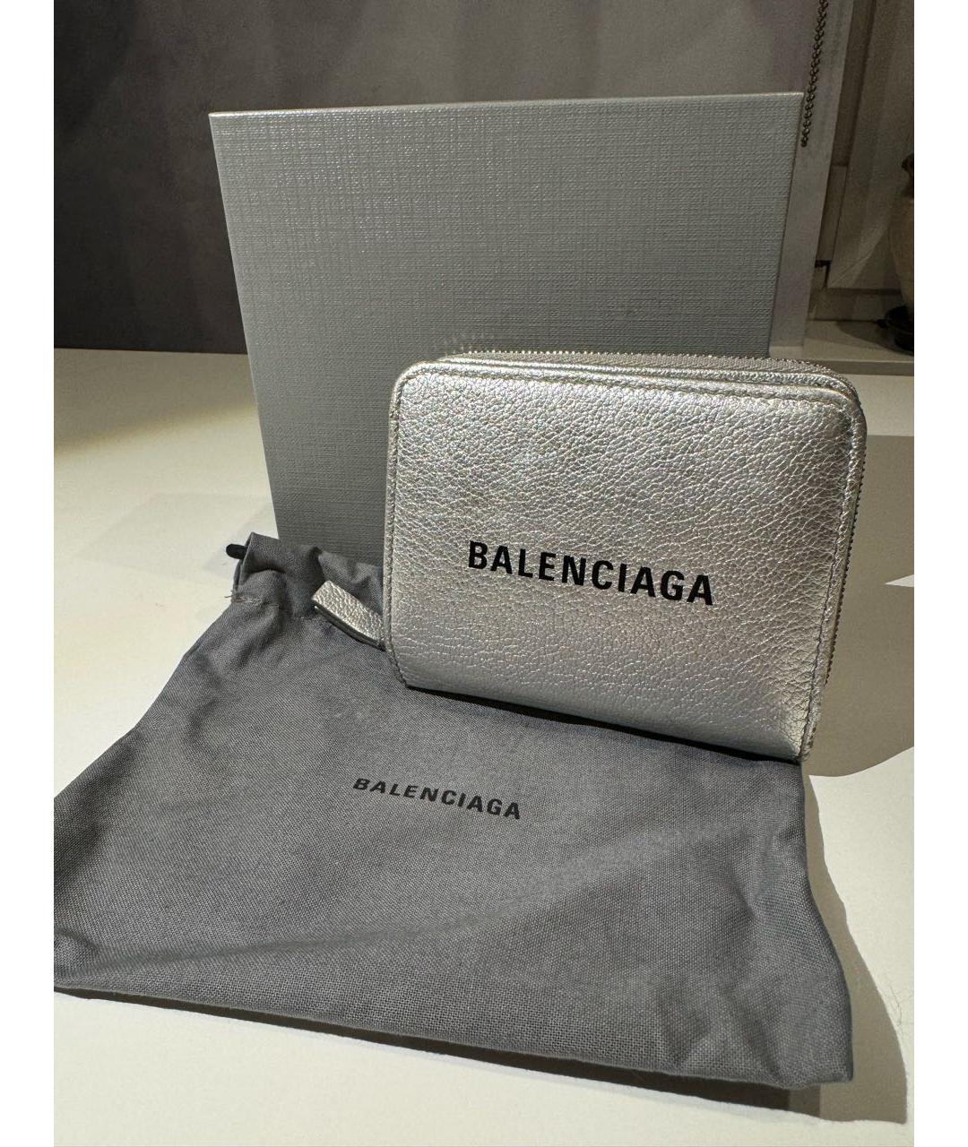 BALENCIAGA Серебрянный кожаный кошелек, фото 2