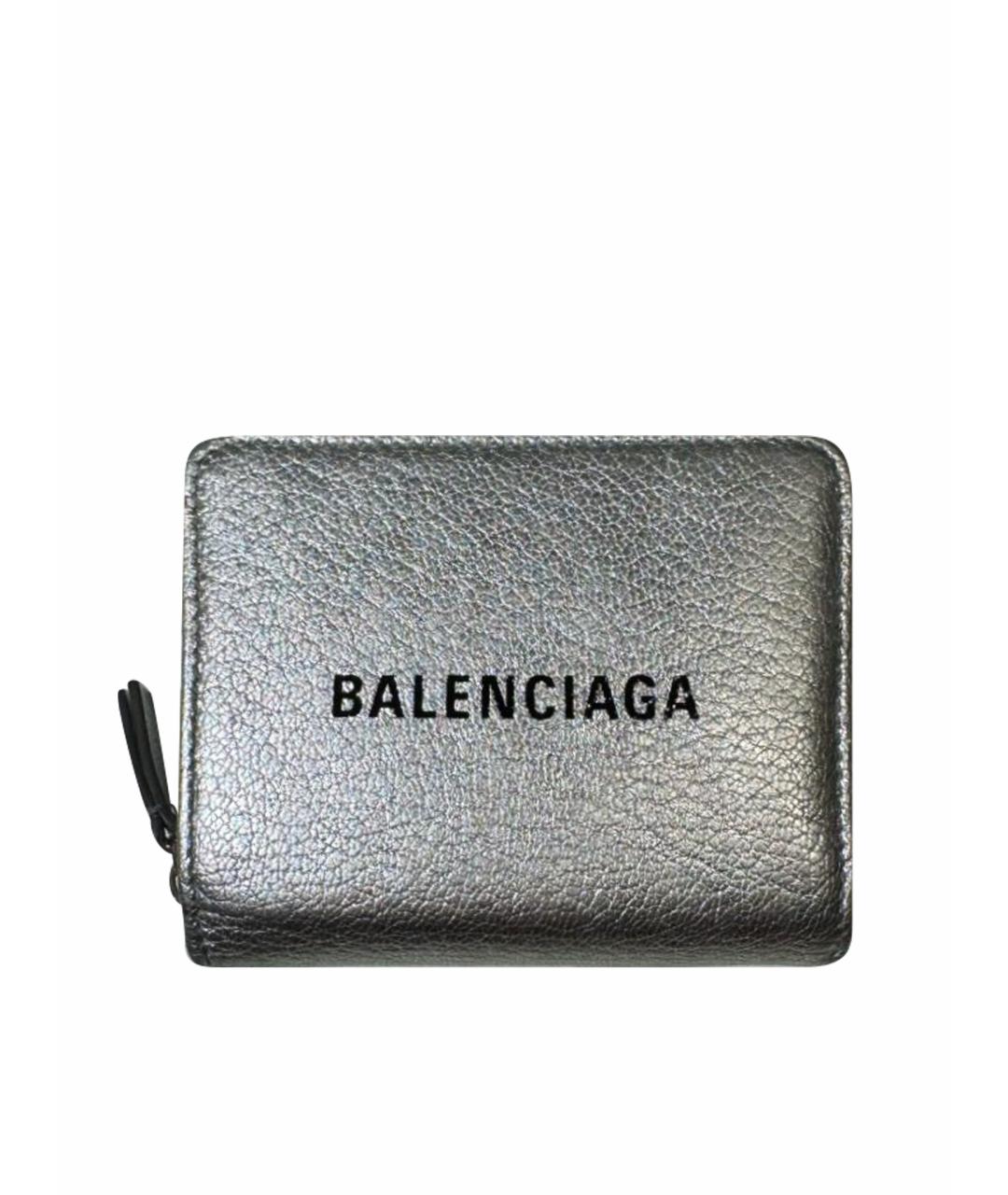 BALENCIAGA Серебрянный кожаный кошелек, фото 1