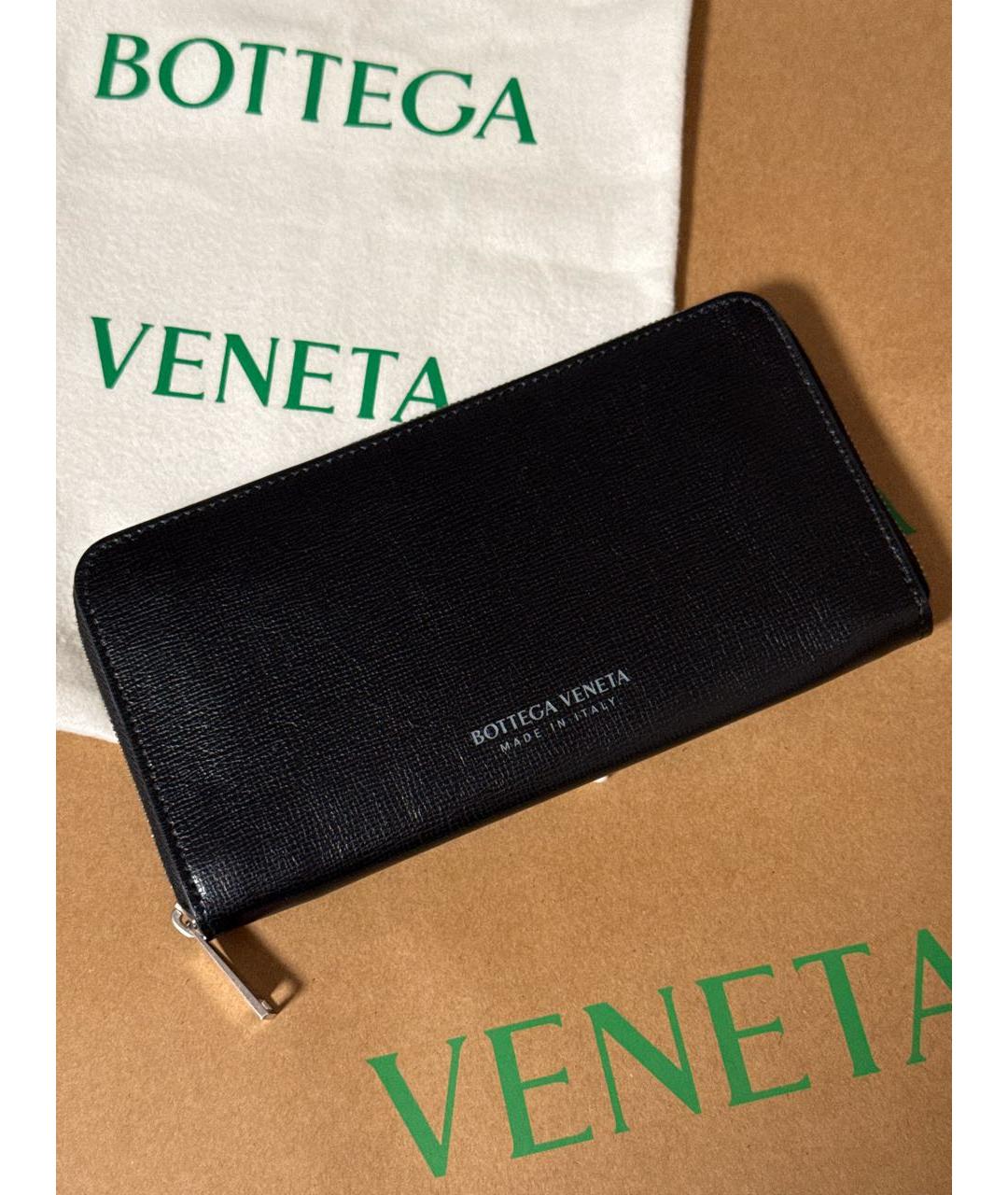 BOTTEGA VENETA Черный кожаный кошелек, фото 3