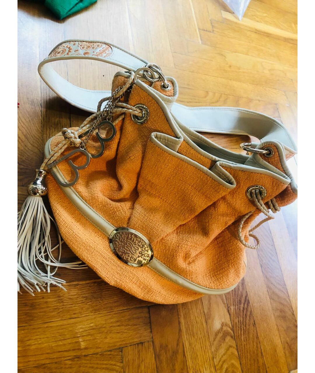 LANCEL Оранжевая тканевая сумка тоут, фото 8