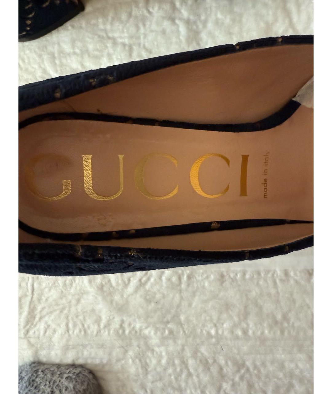 GUCCI Темно-синие бархатные туфли, фото 3