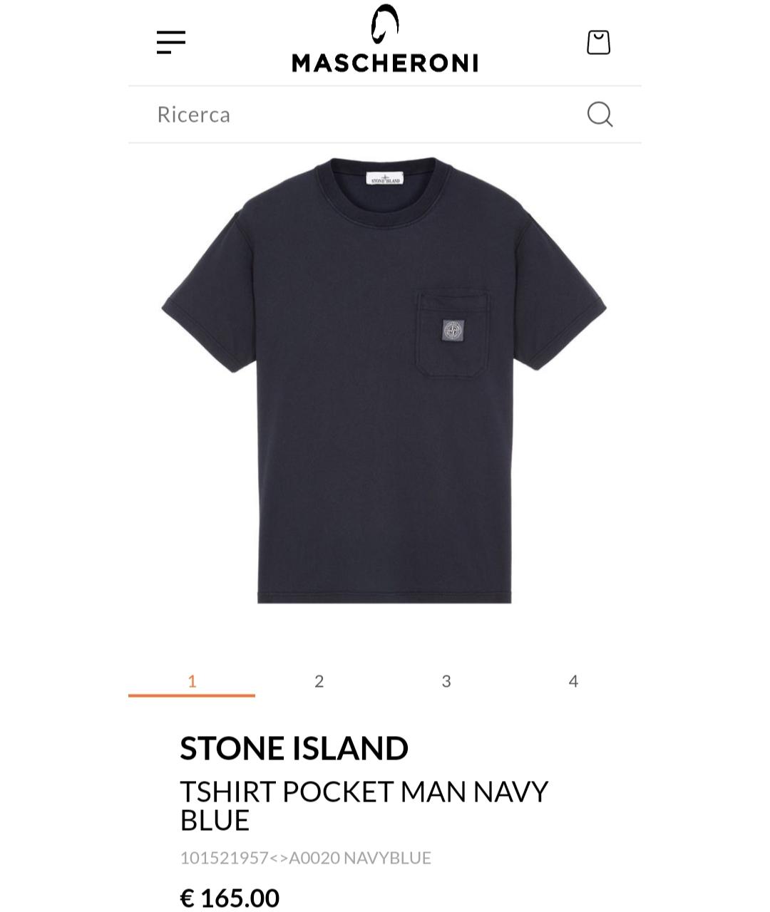 STONE ISLAND Темно-синяя хлопковая футболка, фото 7