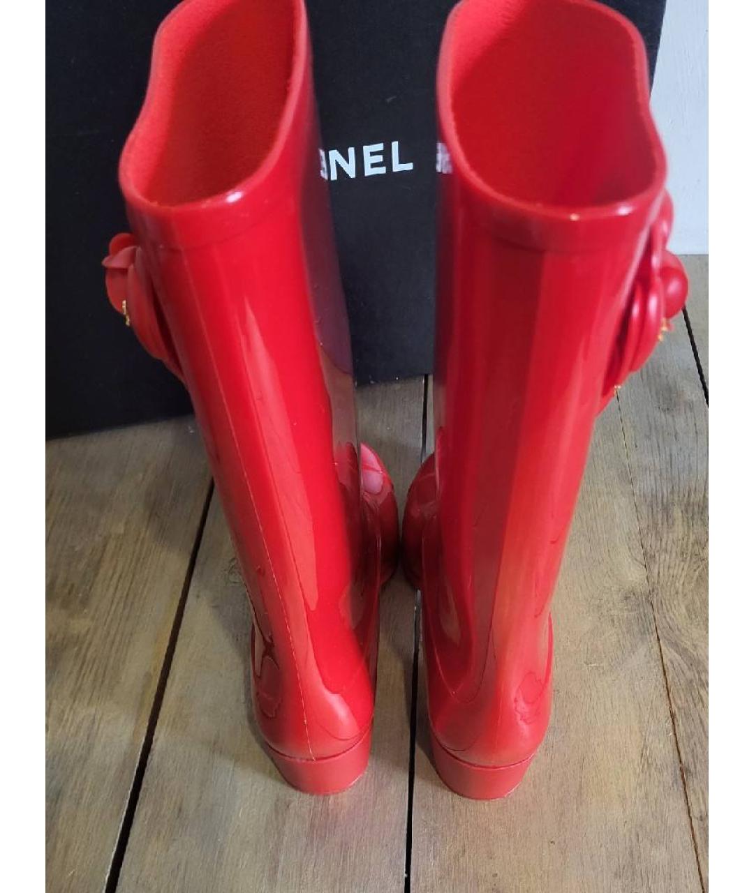 CHANEL Красные резиновые сапоги, фото 4