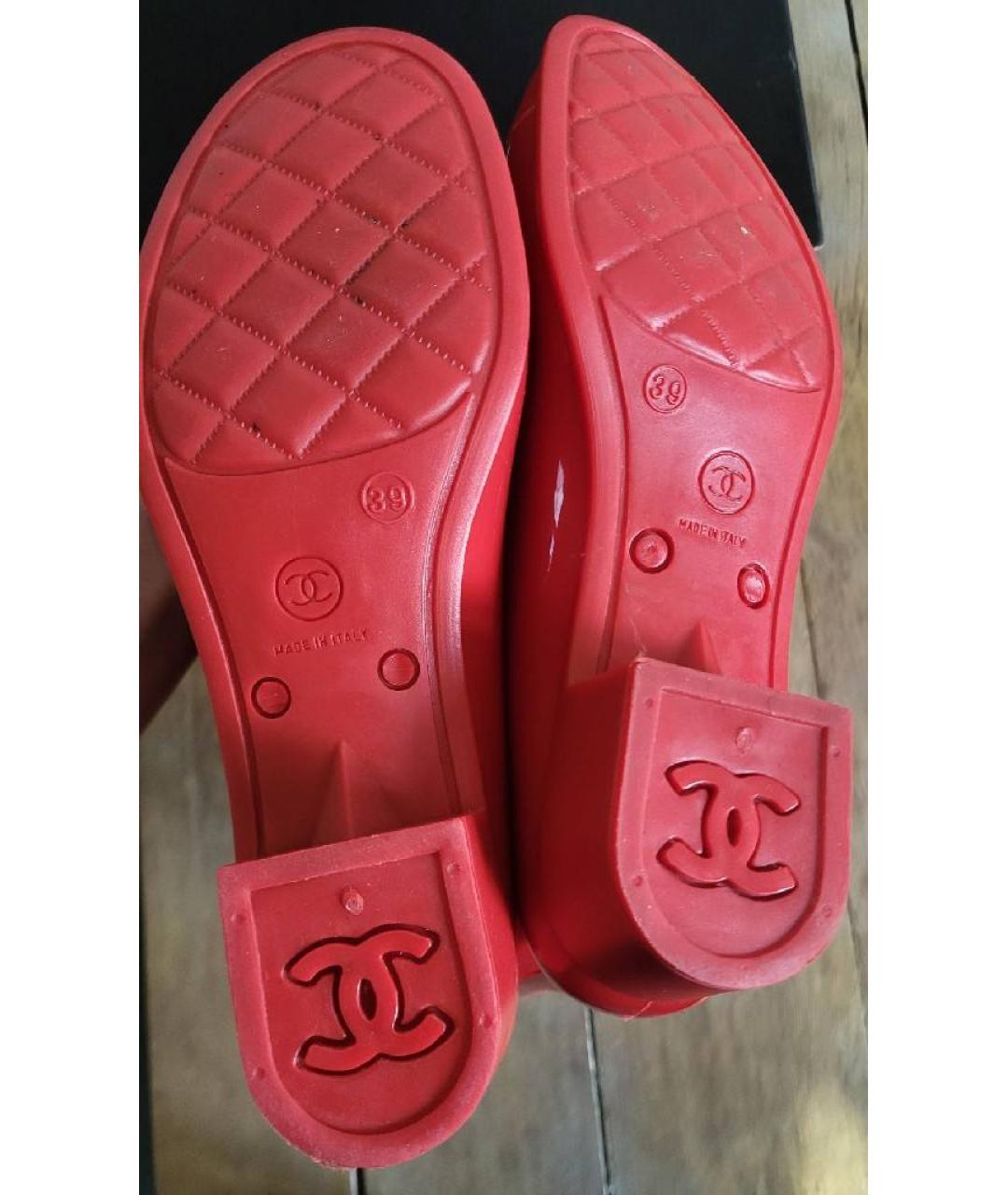 CHANEL Красные резиновые сапоги, фото 6
