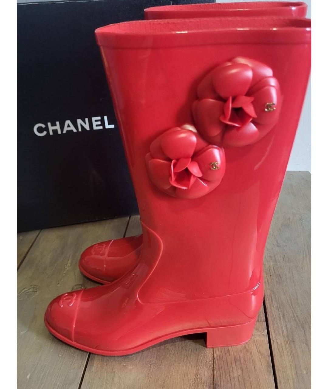 CHANEL Красные резиновые сапоги, фото 10