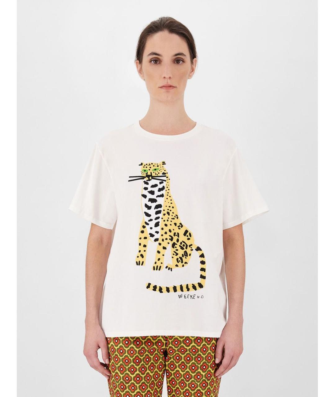 WEEKEND MAX MARA Белая хлопко-эластановая футболка, фото 7