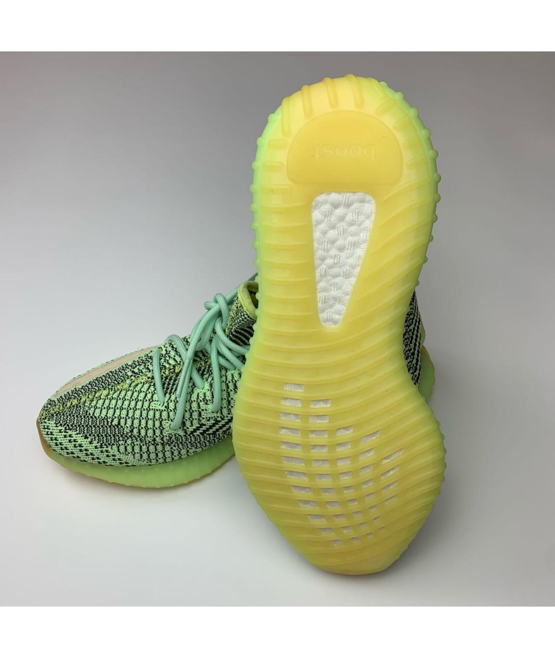 ADIDAS YEEZY Салатовые текстильные низкие кроссовки / кеды, фото 7