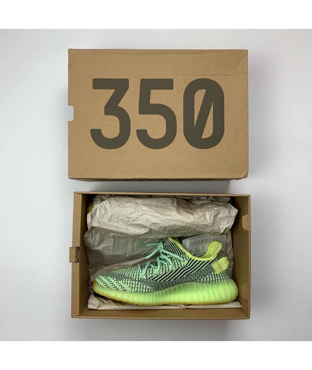 ADIDAS YEEZY Салатовые текстильные низкие кроссовки / кеды, фото 6