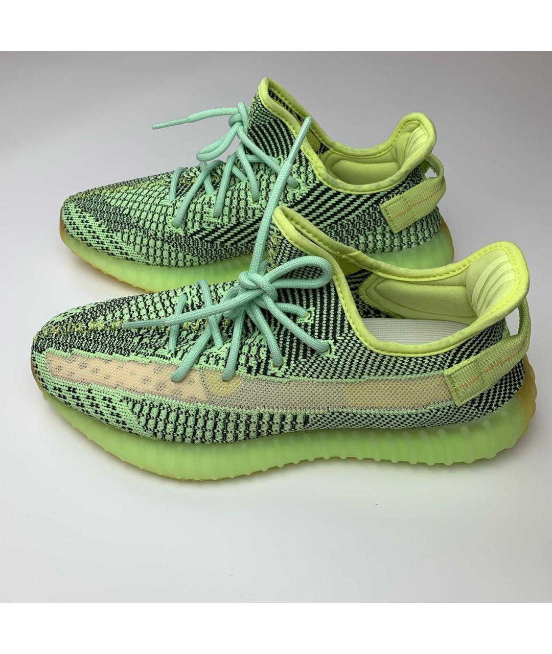 ADIDAS YEEZY Салатовые текстильные низкие кроссовки / кеды, фото 2