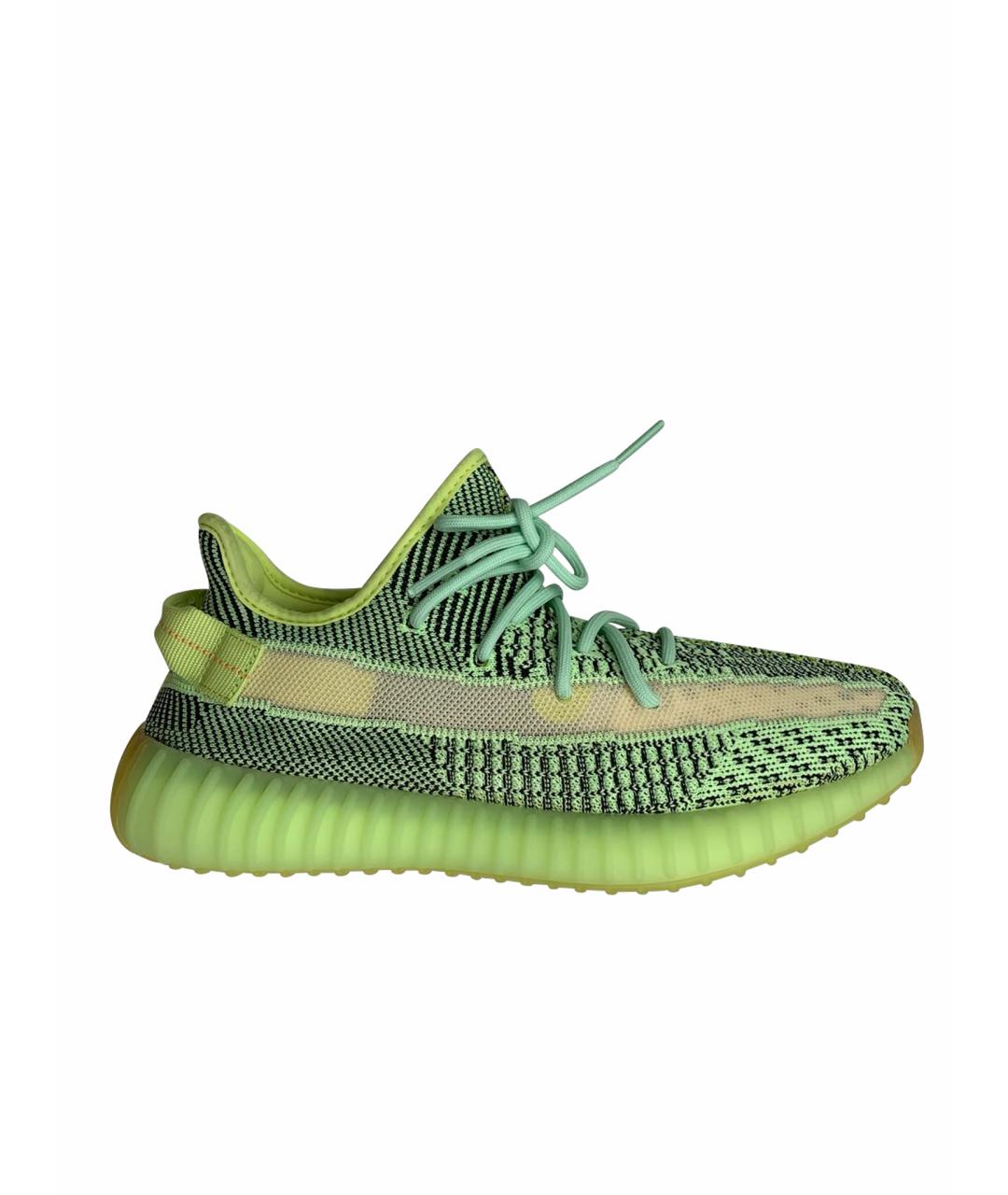 ADIDAS YEEZY Салатовые текстильные низкие кроссовки / кеды, фото 1