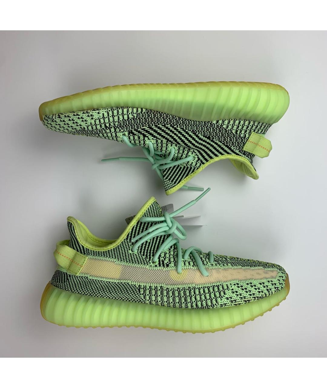 ADIDAS YEEZY Салатовые текстильные низкие кроссовки / кеды, фото 9