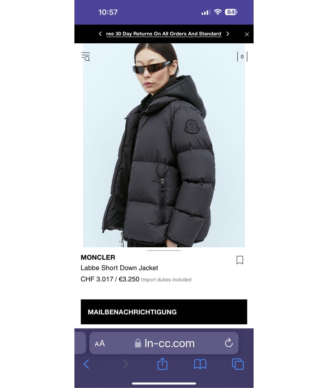 MONCLER Черный пуховик, фото 2