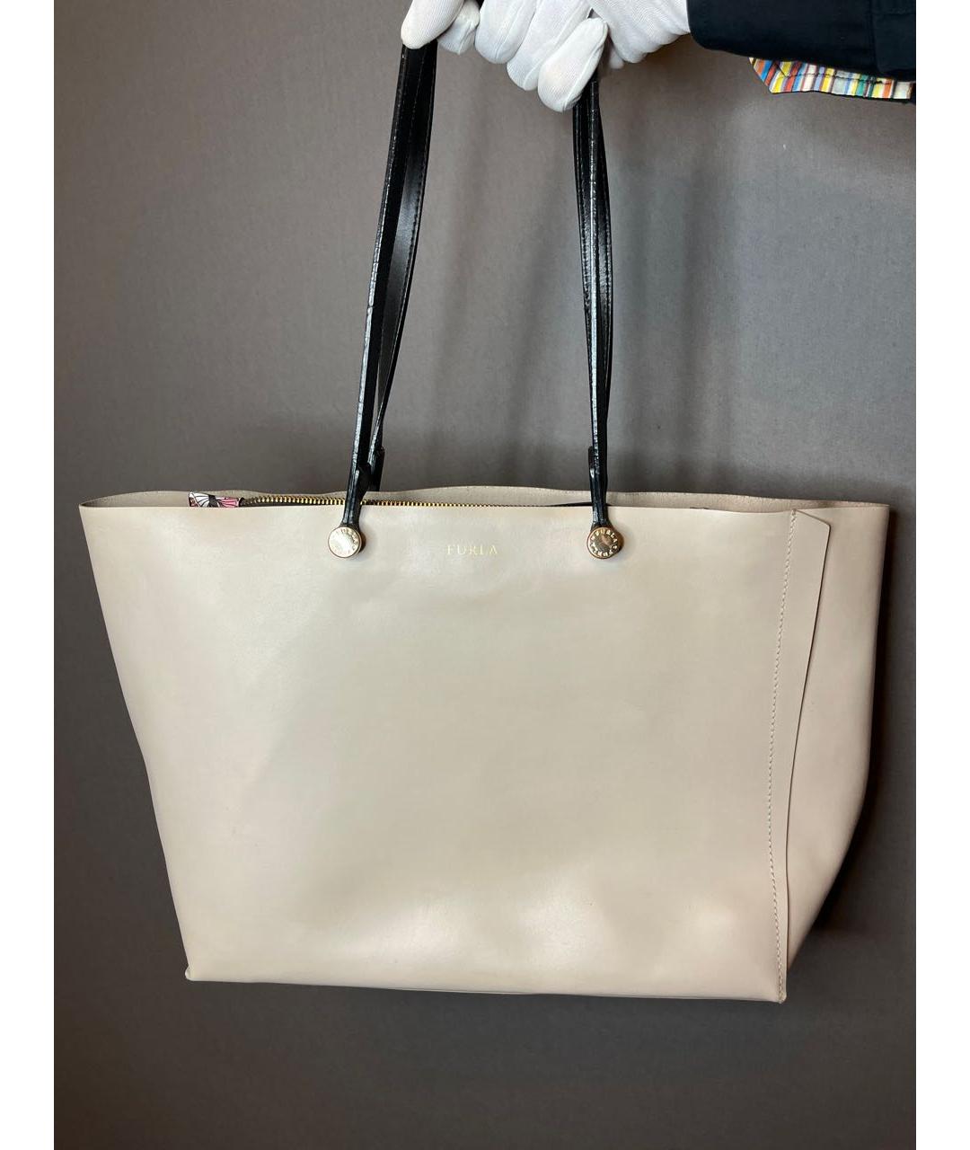 FURLA Бежевая кожаная сумка тоут, фото 9