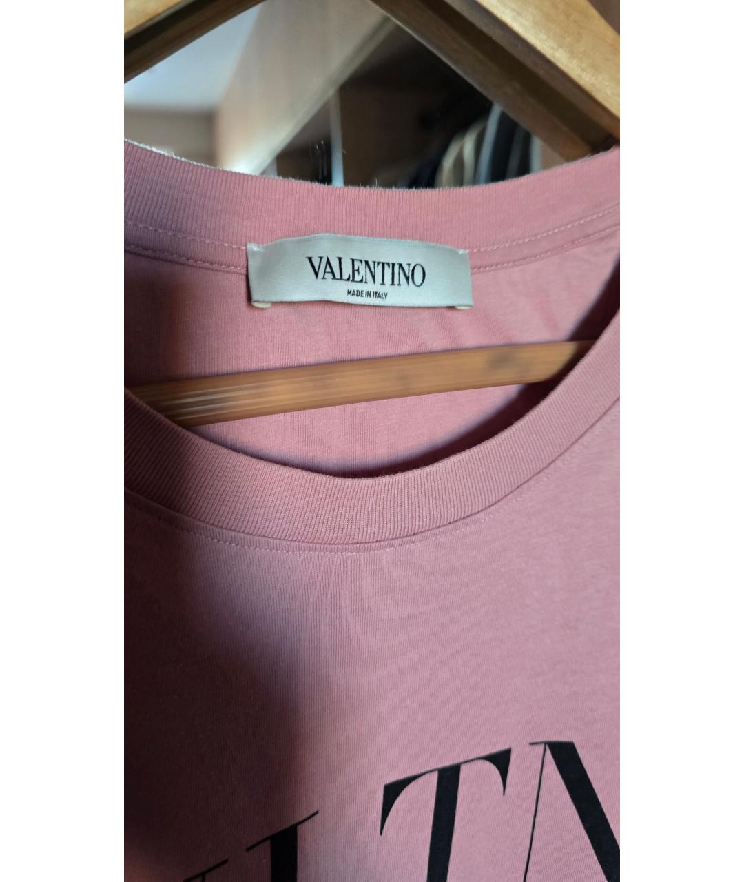 VALENTINO Розовая хлопковая футболка, фото 3