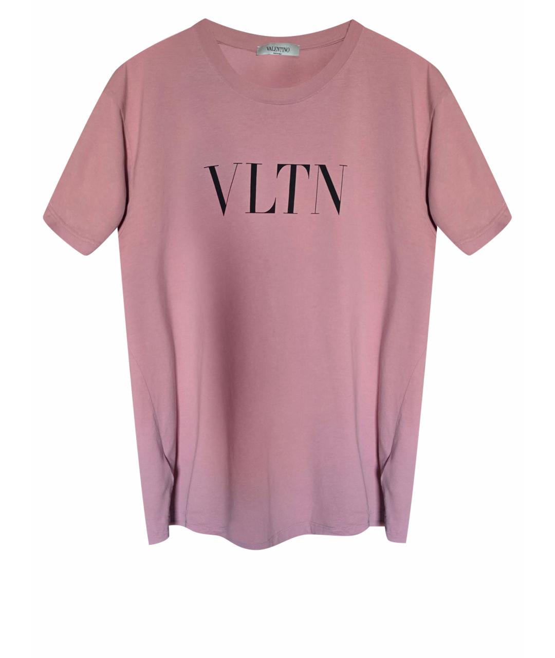 VALENTINO Розовая хлопковая футболка, фото 1