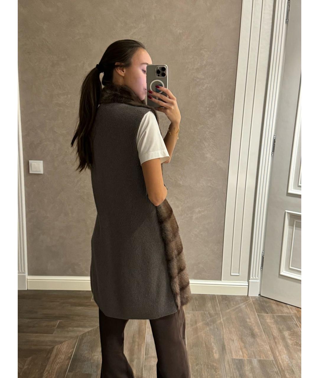 LORO PIANA Коричневая меховая шуба, фото 7