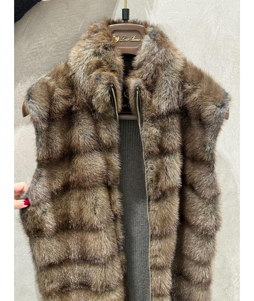 LORO PIANA Коричневая меховая шуба, фото 3