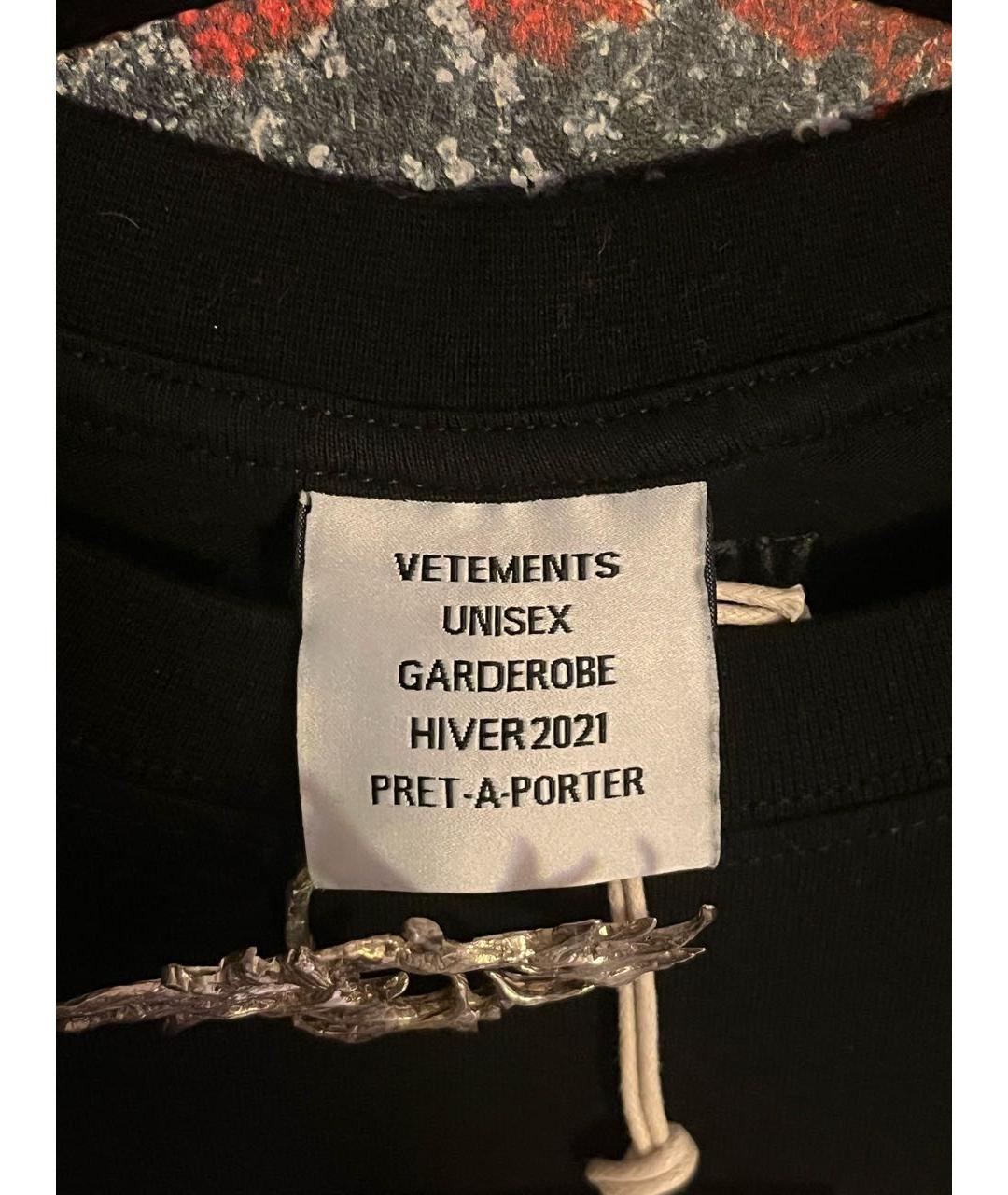 VETEMENTS Черная хлопковая футболка, фото 2