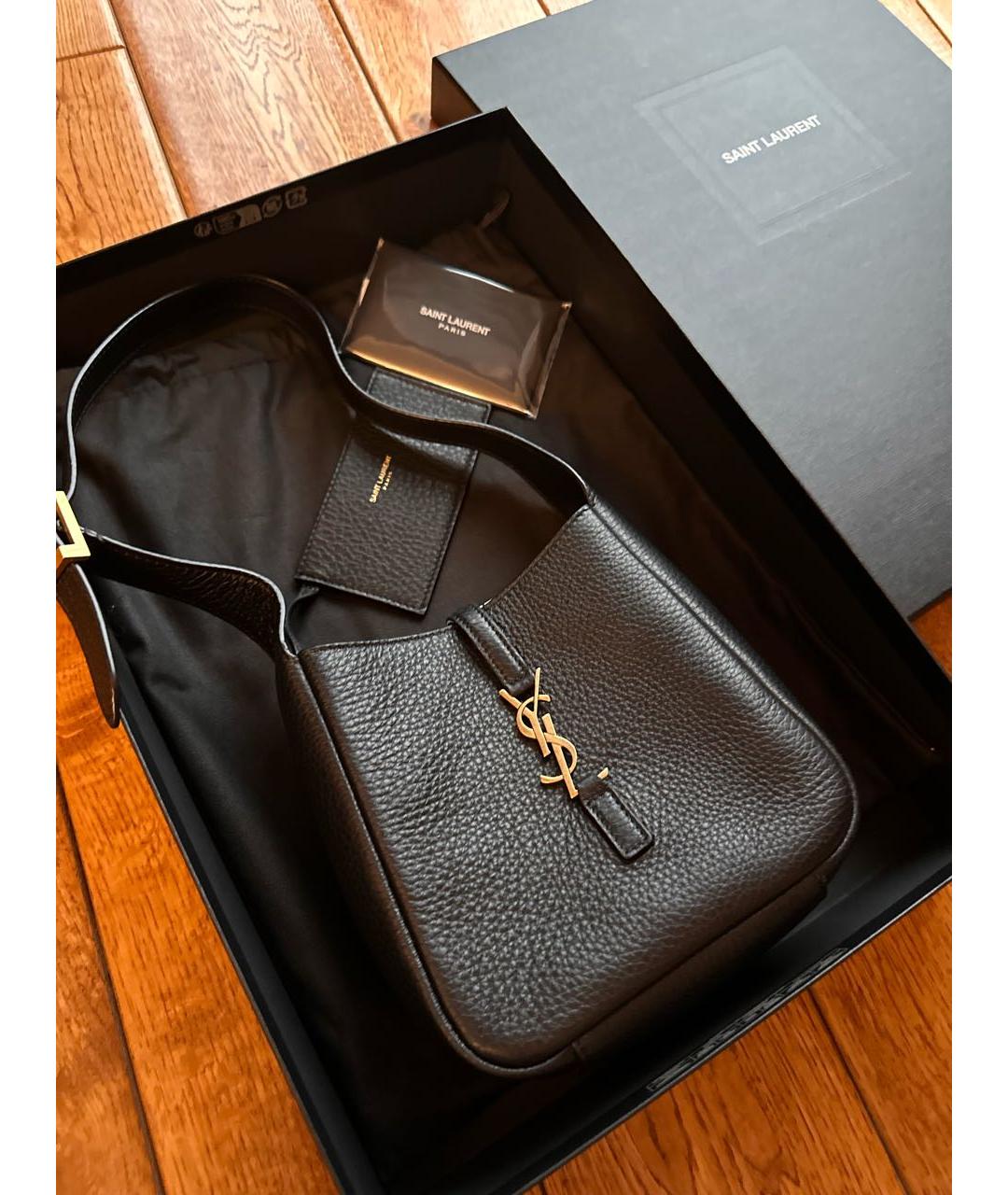 SAINT LAURENT Черная кожаная сумка тоут, фото 6