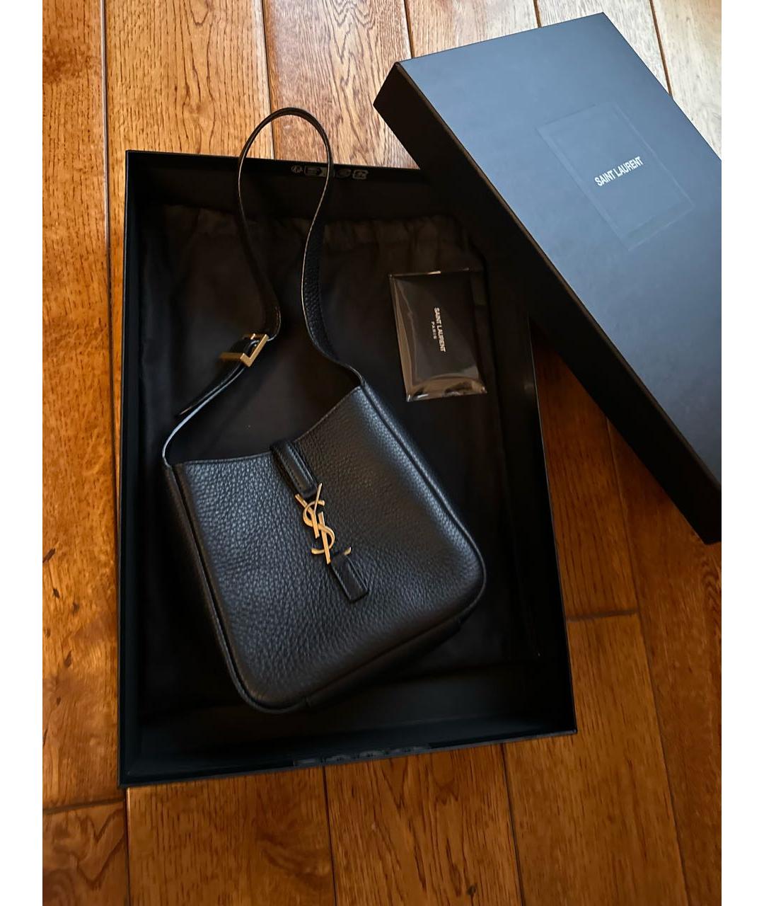 SAINT LAURENT Черная кожаная сумка тоут, фото 5