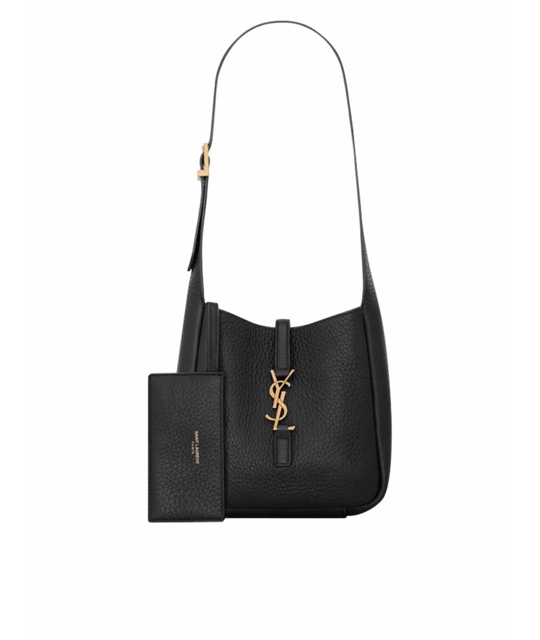 SAINT LAURENT Черная кожаная сумка тоут, фото 1