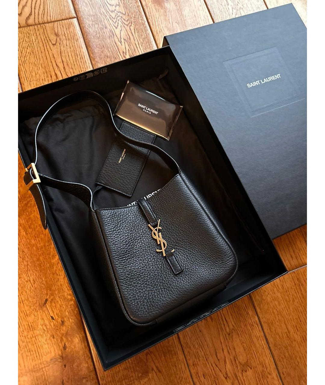 SAINT LAURENT Черная кожаная сумка тоут, фото 4