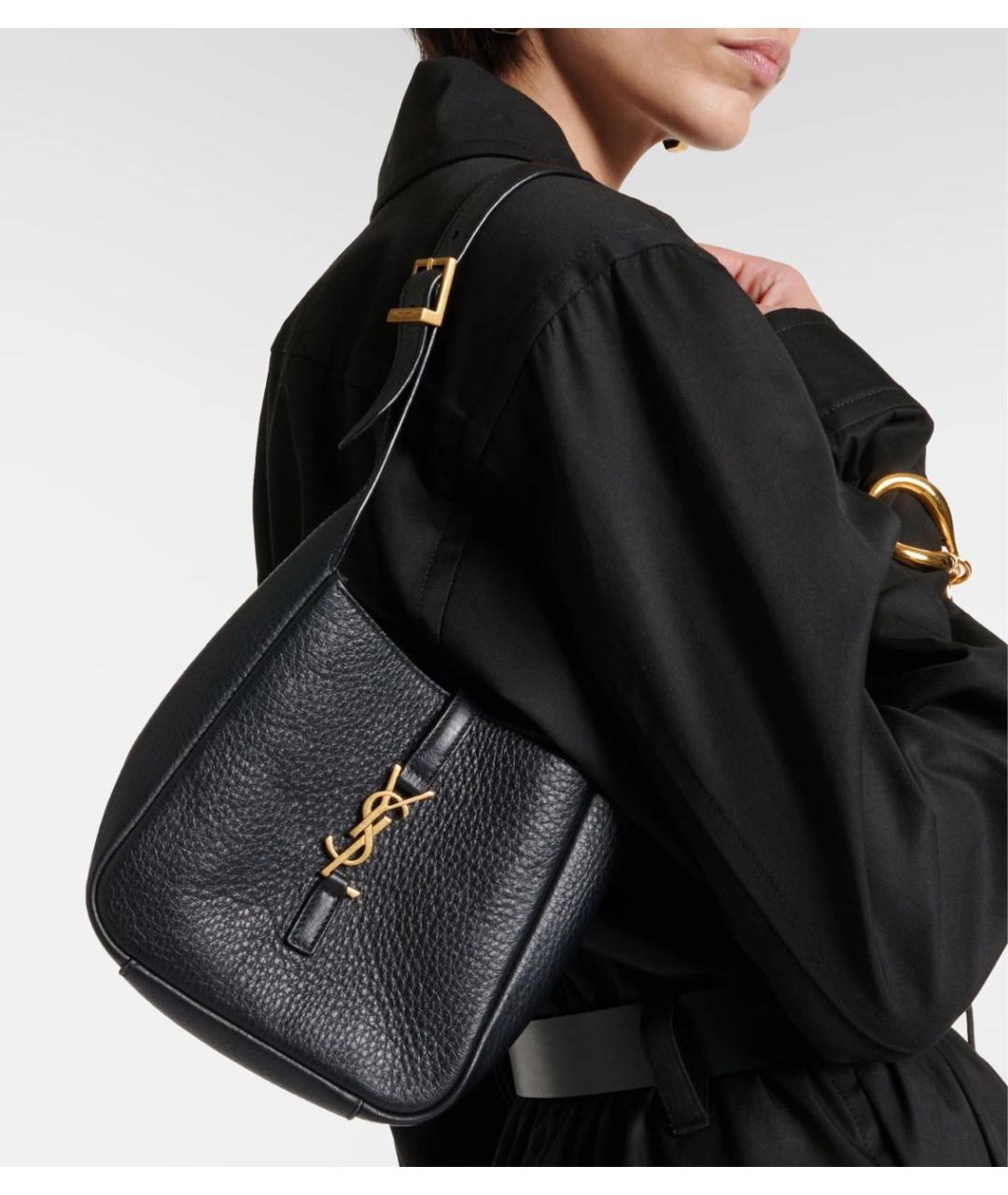 SAINT LAURENT Черная кожаная сумка тоут, фото 2
