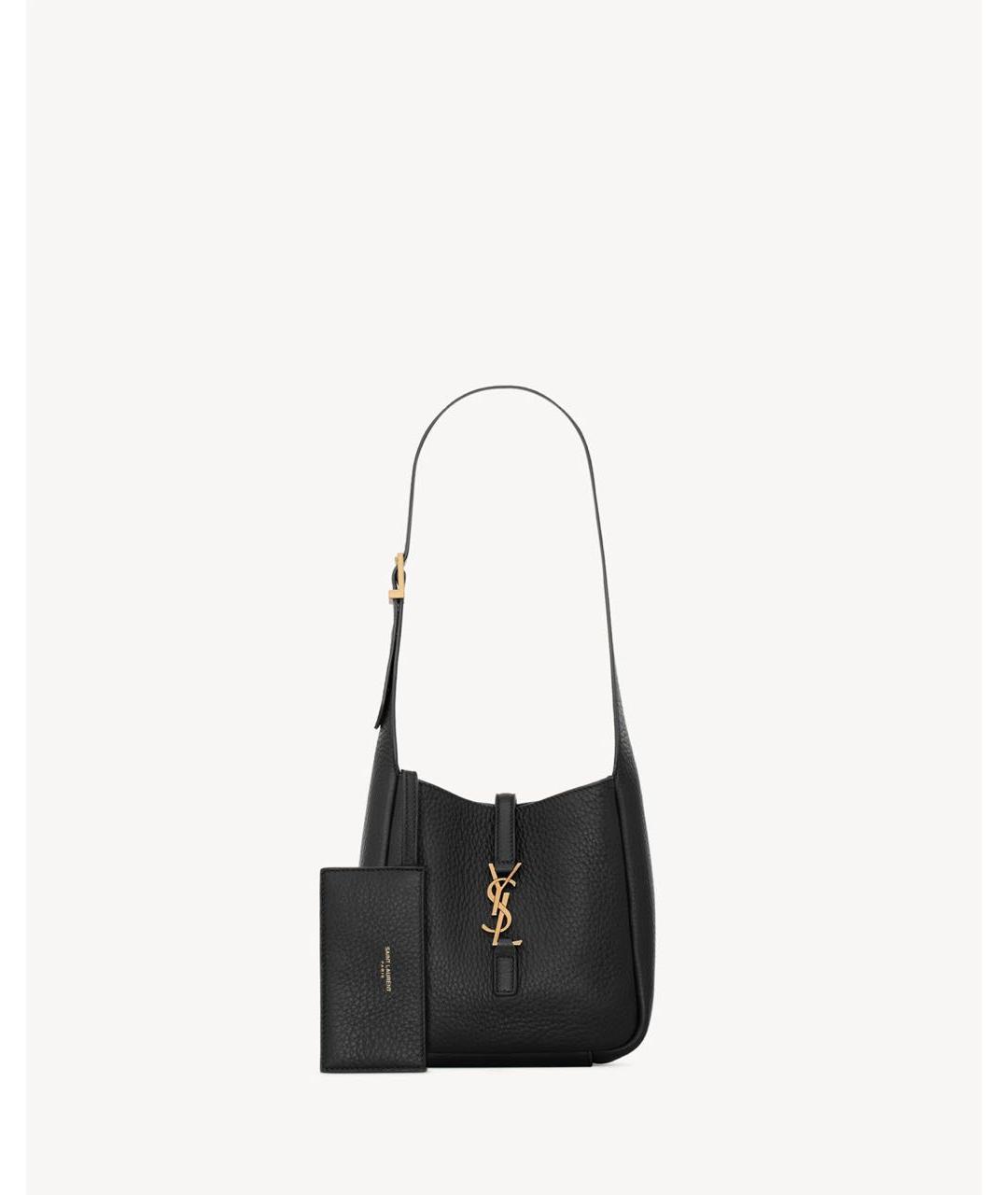 SAINT LAURENT Черная кожаная сумка тоут, фото 8