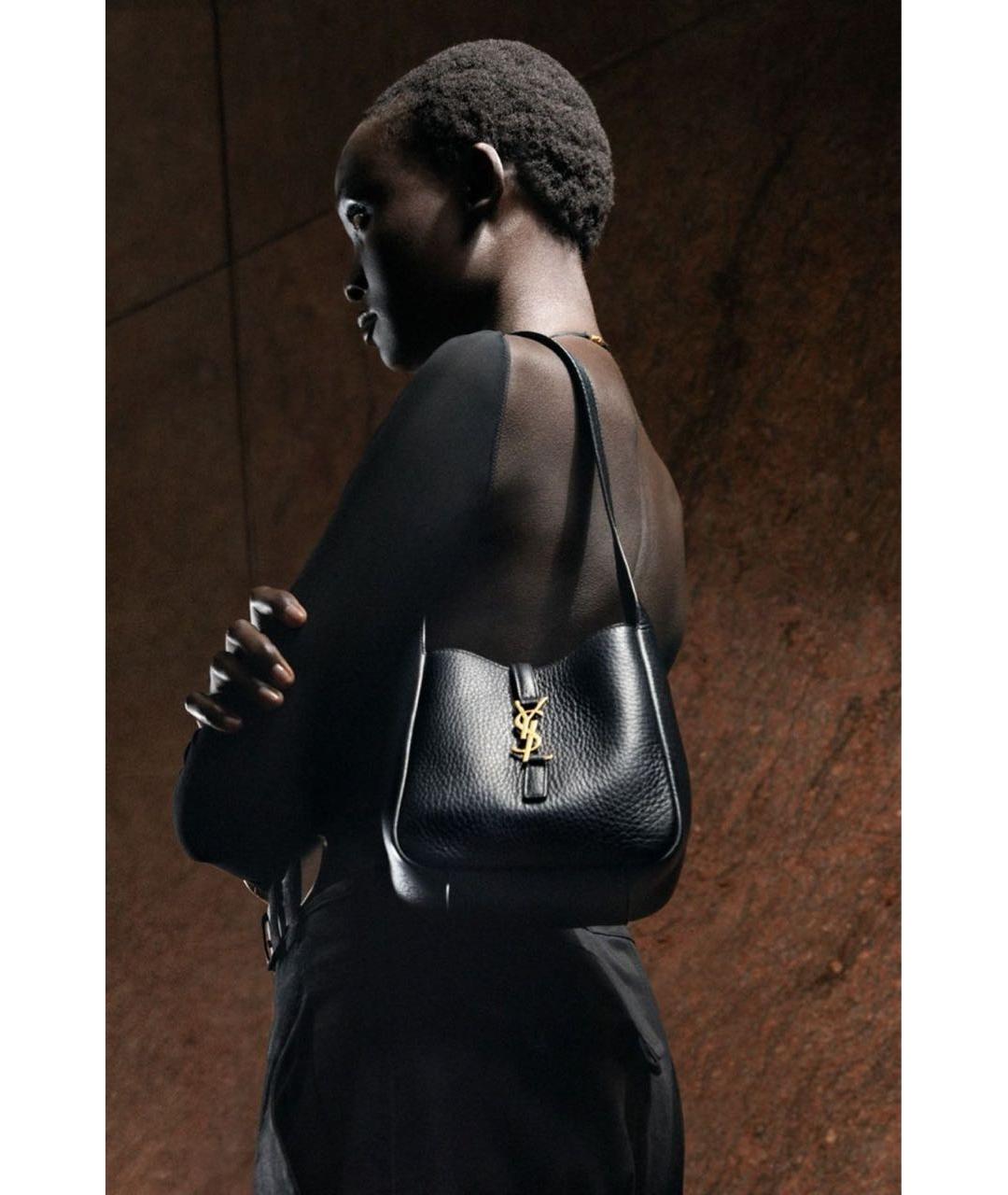 SAINT LAURENT Черная кожаная сумка тоут, фото 7