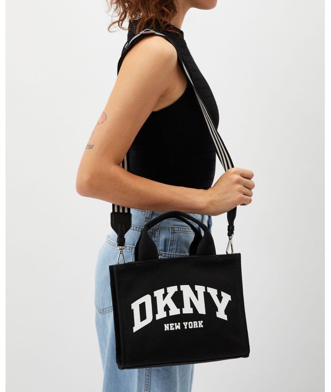 DKNY Черная хлопковая сумка тоут, фото 6